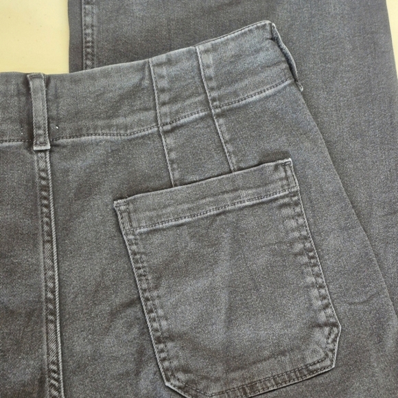 Mauve The Colette Denim High-Rise Cropped Wide-Leg Jeans  Wash Black - Size 31P - Picture 12 of 16